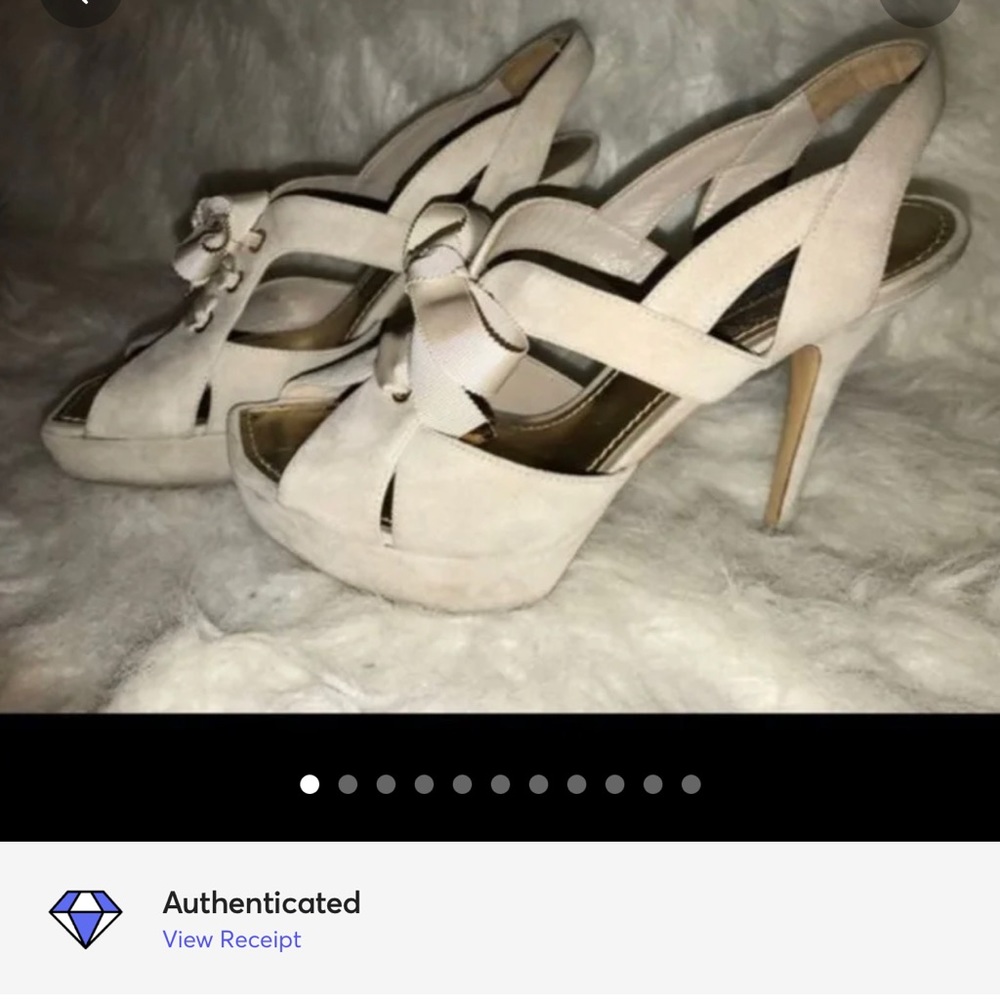 Louis Vuitton Gray Grey Suede Platform Heel Sandal 38